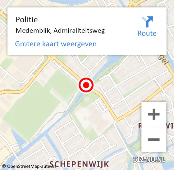 Locatie op kaart van de 112 melding: Politie Medemblik, Admiraliteitsweg op 4 november 2016 15:40