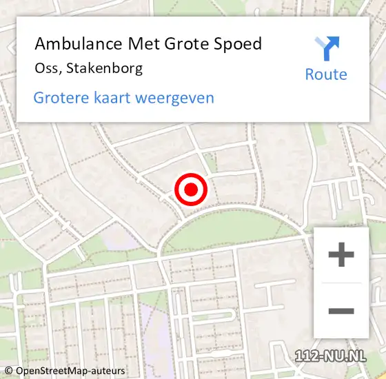 Locatie op kaart van de 112 melding: Ambulance Met Grote Spoed Naar Oss, Stakenborg op 4 november 2016 16:34