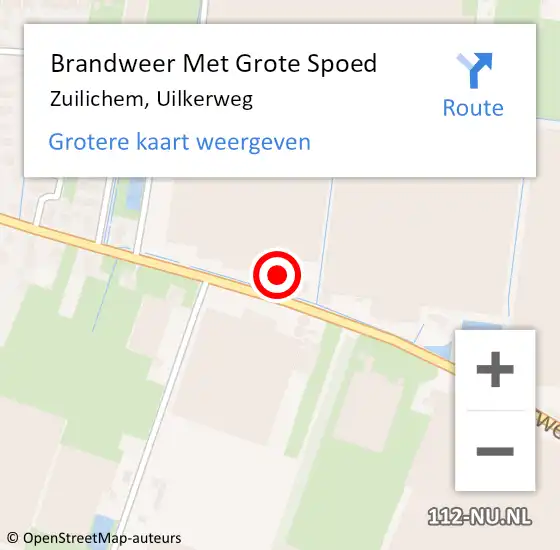 Locatie op kaart van de 112 melding: Brandweer Met Grote Spoed Naar Zuilichem, Uilkerweg op 4 november 2016 16:37