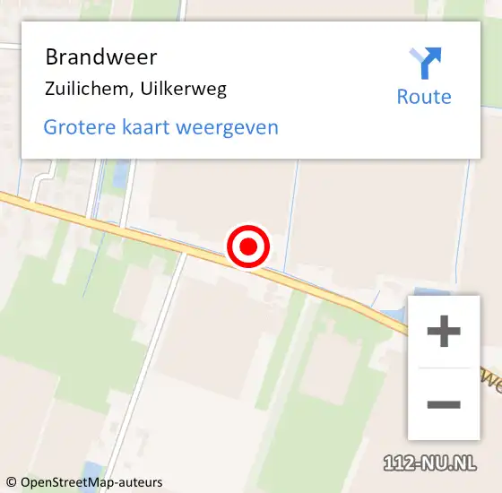 Locatie op kaart van de 112 melding: Brandweer Zuilichem, Uilkerweg op 4 november 2016 16:40