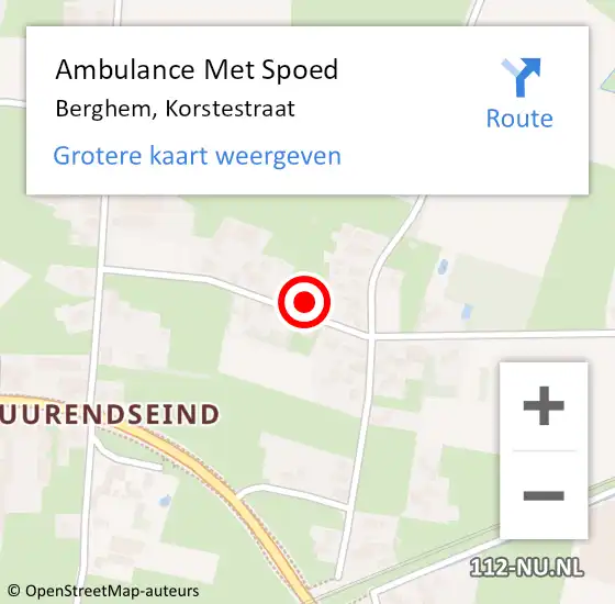 Locatie op kaart van de 112 melding: Ambulance Met Spoed Naar Berghem, Korstestraat op 4 november 2016 17:19