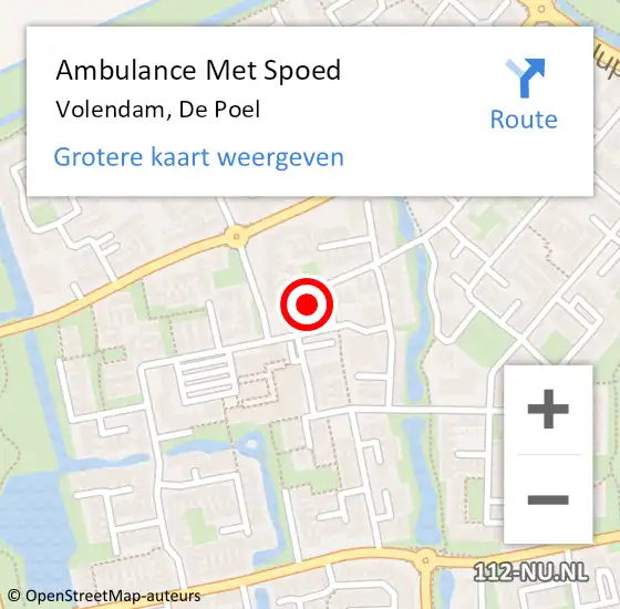 Locatie op kaart van de 112 melding: Ambulance Met Spoed Naar Volendam, De Poel op 4 november 2016 17:39