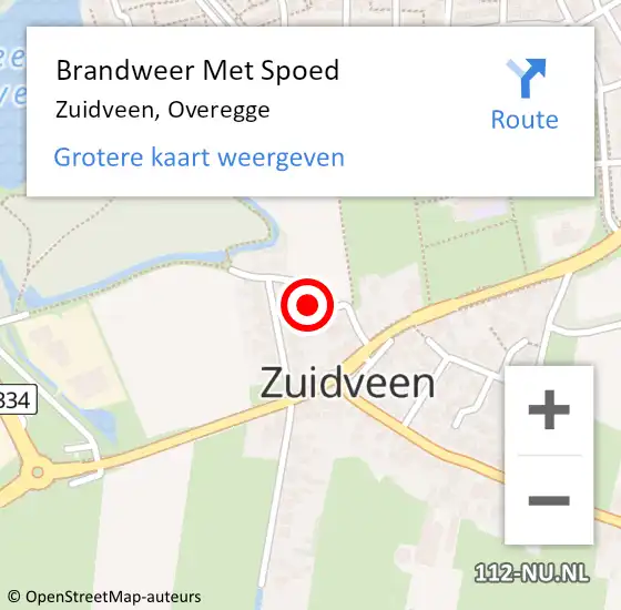 Locatie op kaart van de 112 melding: Brandweer Met Spoed Naar Zuidveen, Overegge op 31 december 2013 23:43