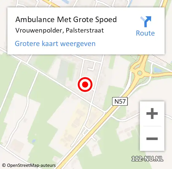 Locatie op kaart van de 112 melding: Ambulance Met Grote Spoed Naar Vrouwenpolder, Palsterstraat op 4 november 2016 18:13