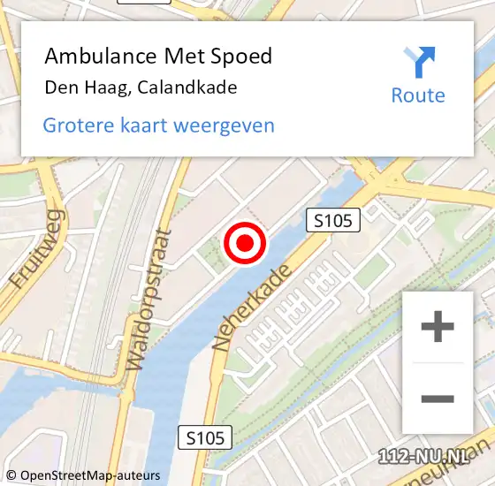 Locatie op kaart van de 112 melding: Ambulance Met Spoed Naar Den Haag, Calandkade op 4 november 2016 18:20