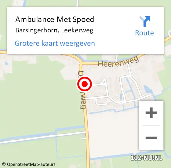 Locatie op kaart van de 112 melding: Ambulance Met Spoed Naar Barsingerhorn, Leekerweg op 4 november 2016 18:28