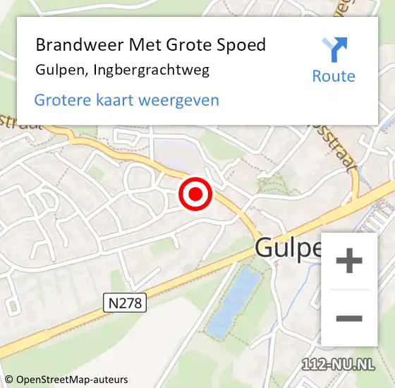 Locatie op kaart van de 112 melding: Brandweer Met Grote Spoed Naar Gulpen, Ingbergrachtweg op 4 november 2016 18:32