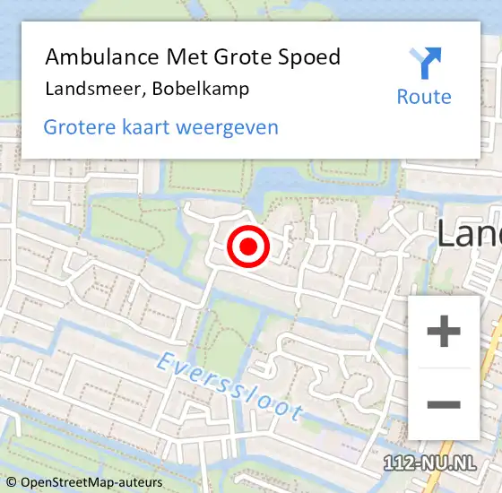 Locatie op kaart van de 112 melding: Ambulance Met Grote Spoed Naar Landsmeer, Bobelkamp op 4 november 2016 18:58