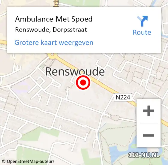 Locatie op kaart van de 112 melding: Ambulance Met Spoed Naar Renswoude, Dorpsstraat op 4 november 2016 19:19