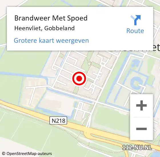 Locatie op kaart van de 112 melding: Brandweer Met Spoed Naar Heenvliet, Gobbeland op 4 november 2016 19:22