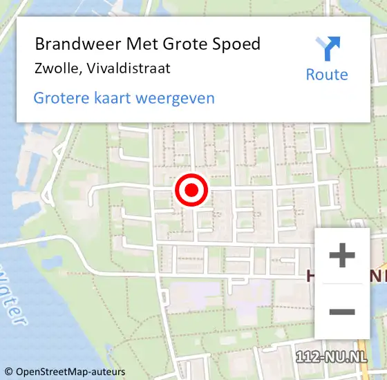 Locatie op kaart van de 112 melding: Brandweer Met Grote Spoed Naar Zwolle, Vivaldistraat op 31 december 2013 23:52