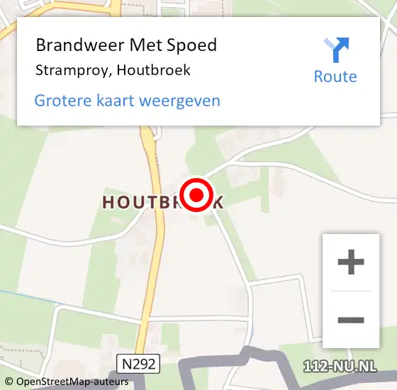 Locatie op kaart van de 112 melding: Brandweer Met Spoed Naar Stramproy, Houtbroek op 4 november 2016 20:11