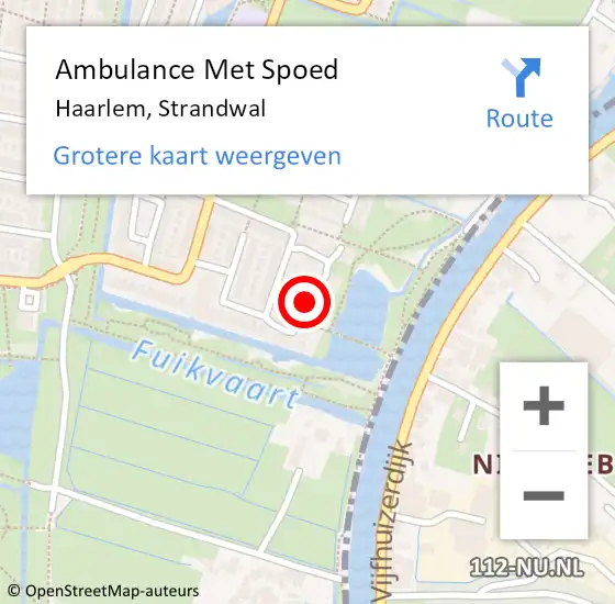 Locatie op kaart van de 112 melding: Ambulance Met Spoed Naar Haarlem, Strandwal op 4 november 2016 20:36