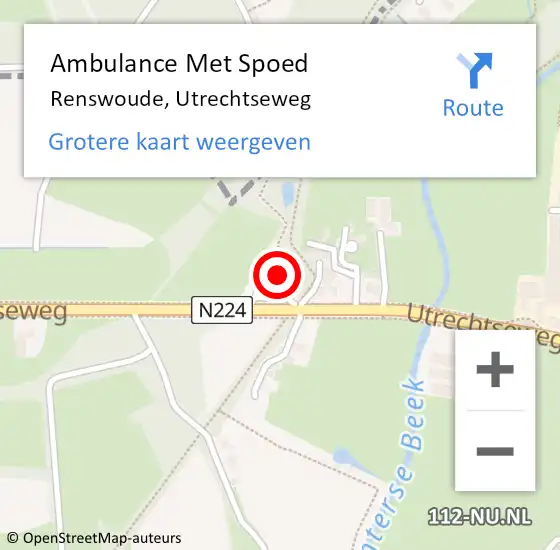 Locatie op kaart van de 112 melding: Ambulance Met Spoed Naar Renswoude, Utrechtseweg op 4 november 2016 21:04