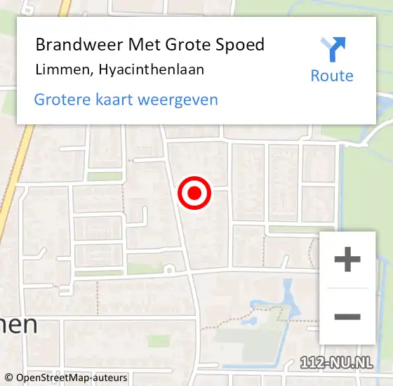 Locatie op kaart van de 112 melding: Brandweer Met Grote Spoed Naar Limmen, Hyacinthenlaan op 4 november 2016 21:46