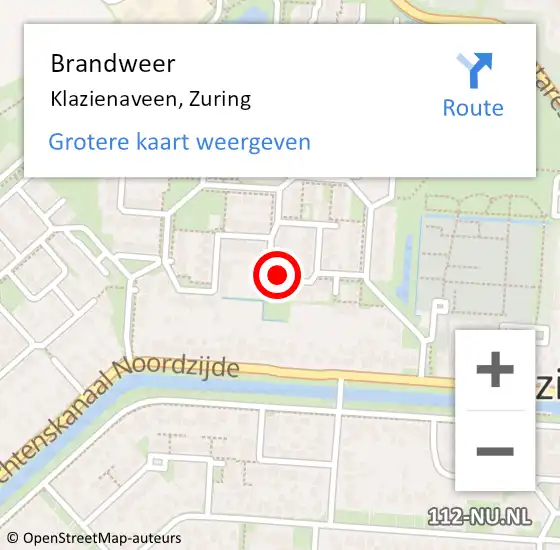 Locatie op kaart van de 112 melding: Brandweer Klazienaveen, Zuring op 31 december 2013 23:59