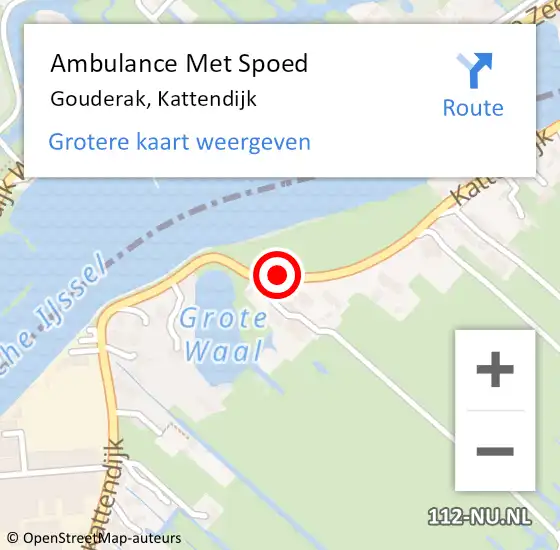 Locatie op kaart van de 112 melding: Ambulance Met Spoed Naar Gouderak, Kattendijk op 4 november 2016 23:34