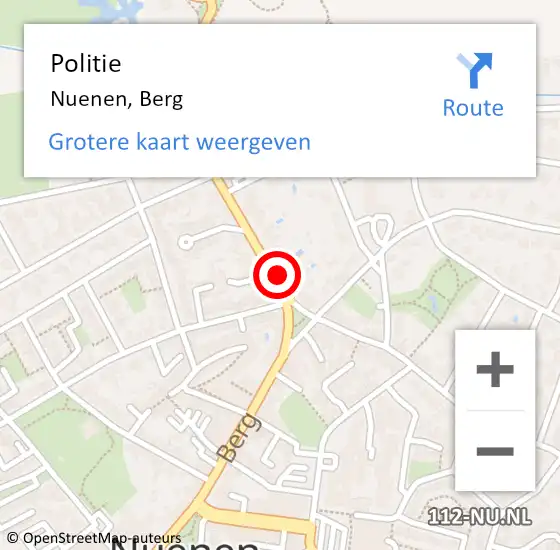 Locatie op kaart van de 112 melding: Politie Nuenen, Berg op 4 november 2016 23:43