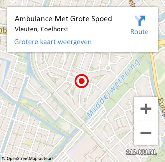 Locatie op kaart van de 112 melding: Ambulance Met Grote Spoed Naar Vleuten, Coelhorst op 1 januari 2014 00:02