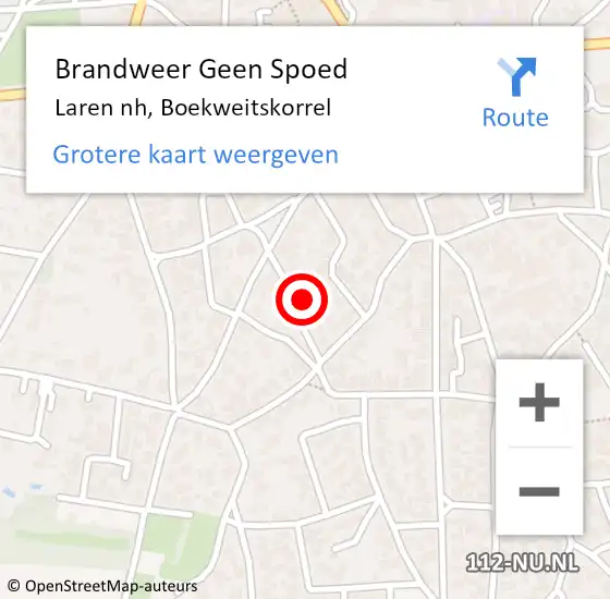 Locatie op kaart van de 112 melding: Brandweer Geen Spoed Naar Laren nh, Boekweitskorrel op 1 januari 2014 00:02