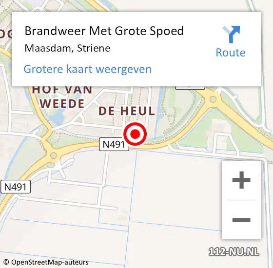 Locatie op kaart van de 112 melding: Brandweer Met Grote Spoed Naar Maasdam, Striene op 1 januari 2014 00:03