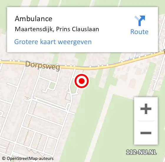 Locatie op kaart van de 112 melding: Ambulance Maartensdijk, Prins Clauslaan op 5 november 2016 01:23