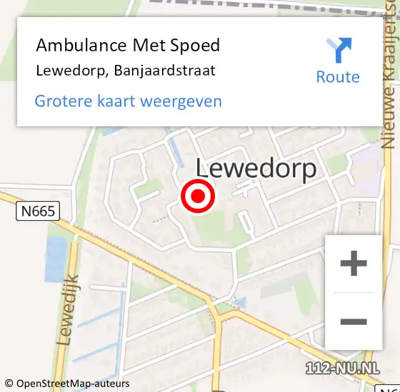 Locatie op kaart van de 112 melding: Ambulance Met Spoed Naar Lewedorp, Banjaardstraat op 5 november 2016 03:17