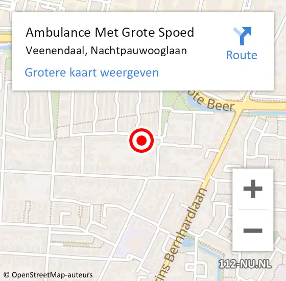 Locatie op kaart van de 112 melding: Ambulance Met Grote Spoed Naar Veenendaal, Nachtpauwooglaan op 5 november 2016 04:35