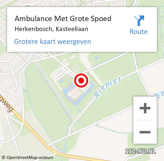 Locatie op kaart van de 112 melding: Ambulance Met Grote Spoed Naar Herkenbosch, Kasteellaan op 1 januari 2014 00:08