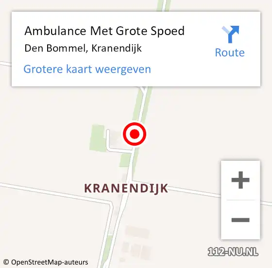 Locatie op kaart van de 112 melding: Ambulance Met Grote Spoed Naar Den Bommel, Kranendijk op 5 november 2016 07:11