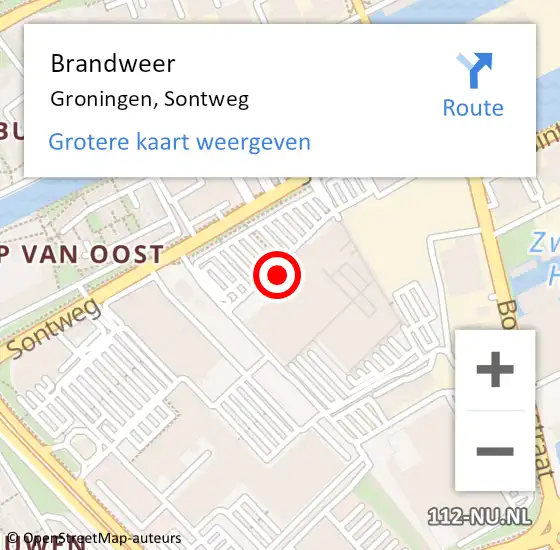 Locatie op kaart van de 112 melding: Brandweer Groningen, Sontweg op 5 november 2016 07:23
