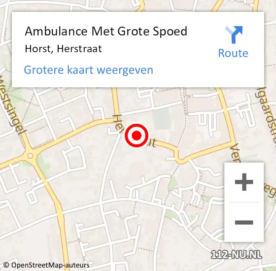 Locatie op kaart van de 112 melding: Ambulance Met Grote Spoed Naar Horst, Herstraat op 5 november 2016 07:55