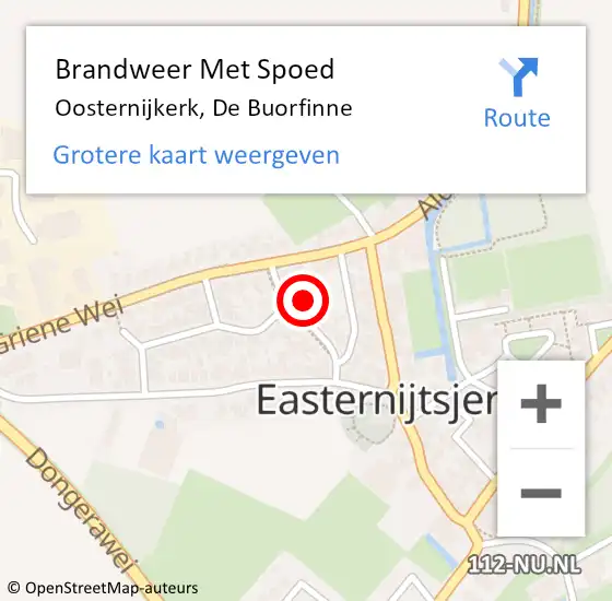 Locatie op kaart van de 112 melding: Brandweer Met Spoed Naar Oosternijkerk, De Buorfinne op 1 januari 2014 00:09