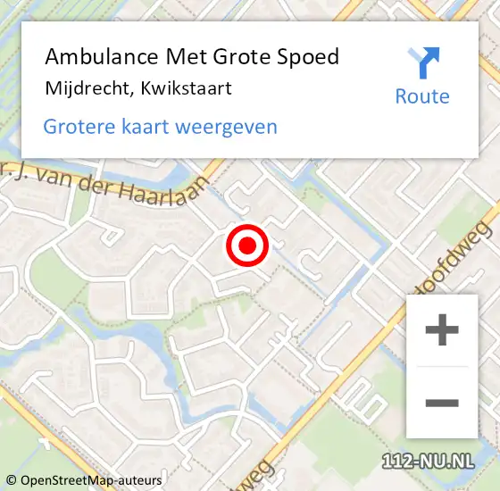 Locatie op kaart van de 112 melding: Ambulance Met Grote Spoed Naar Mijdrecht, Kwikstaart op 5 november 2016 08:25