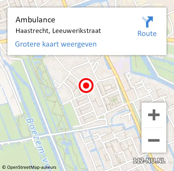 Locatie op kaart van de 112 melding: Ambulance Haastrecht, Leeuwerikstraat op 5 november 2016 09:18