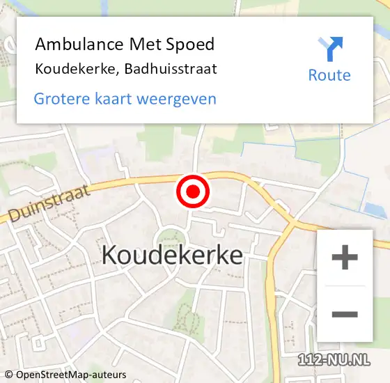 Locatie op kaart van de 112 melding: Ambulance Met Spoed Naar Koudekerke, Badhuisstraat op 5 november 2016 09:37