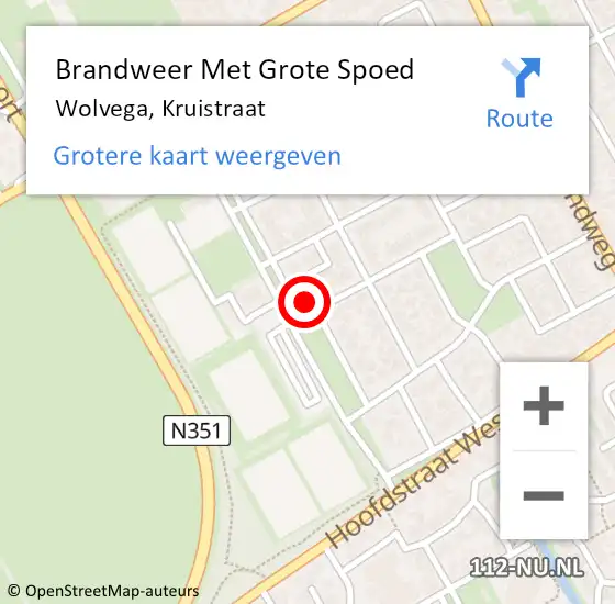 Locatie op kaart van de 112 melding: Brandweer Met Grote Spoed Naar Wolvega, Kruistraat op 5 november 2016 09:48