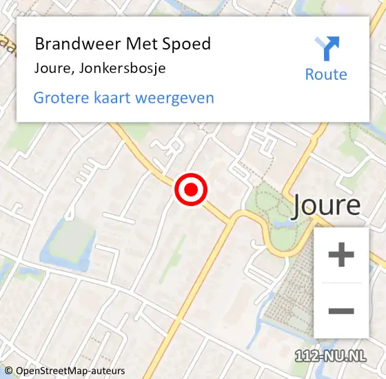 Locatie op kaart van de 112 melding: Brandweer Met Spoed Naar Joure, Jonkersbosje op 1 januari 2014 00:12