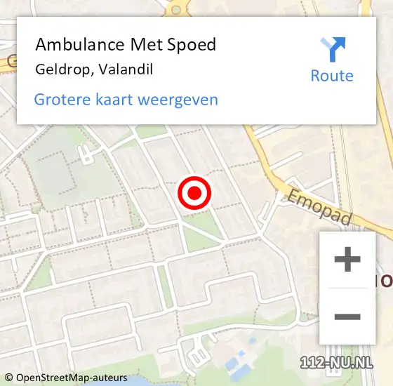 Locatie op kaart van de 112 melding: Ambulance Met Spoed Naar Geldrop, Valandil op 5 november 2016 10:02