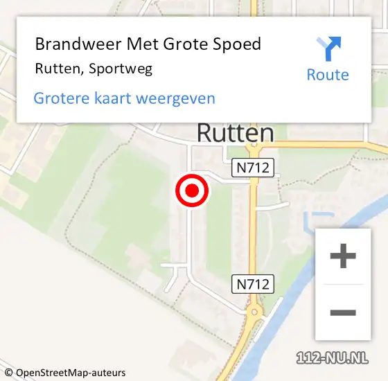 Locatie op kaart van de 112 melding: Brandweer Met Grote Spoed Naar Rutten, Sportweg op 1 januari 2014 00:12