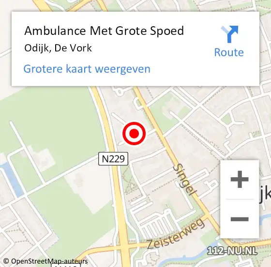 Locatie op kaart van de 112 melding: Ambulance Met Grote Spoed Naar Odijk, De Vork op 5 november 2016 10:32