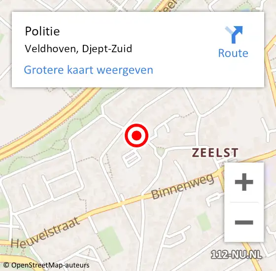 Locatie op kaart van de 112 melding: Politie Veldhoven, Djept-Zuid op 5 november 2016 10:57