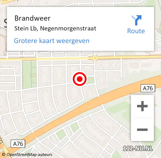 Locatie op kaart van de 112 melding: Brandweer Stein Lb, Negenmorgenstraat op 1 januari 2014 00:14