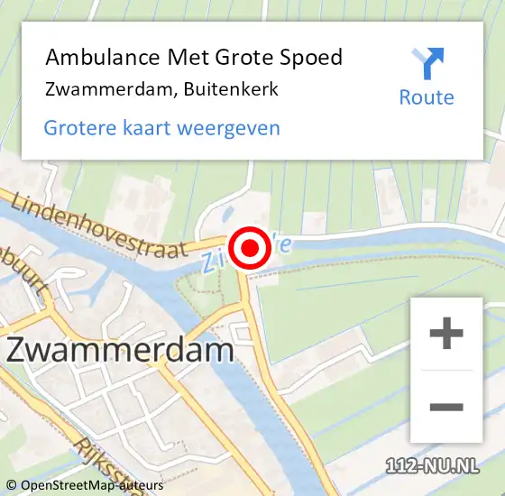 Locatie op kaart van de 112 melding: Ambulance Met Grote Spoed Naar Zwammerdam, Buitenkerk op 1 januari 2014 00:14