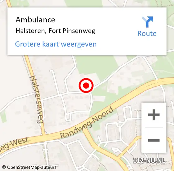Locatie op kaart van de 112 melding: Ambulance Halsteren, Fort Pinsenweg op 5 november 2016 12:51