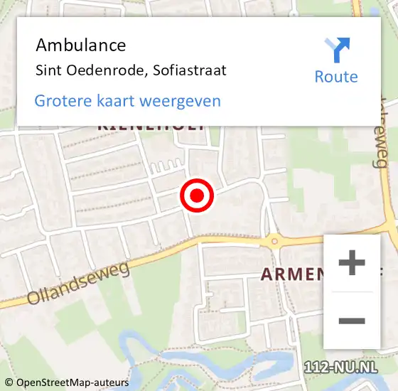 Locatie op kaart van de 112 melding: Ambulance Sint Oedenrode, Sofiastraat op 5 november 2016 13:07