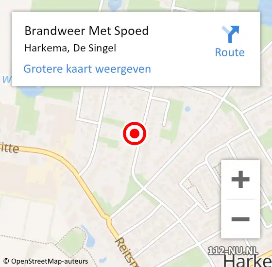 Locatie op kaart van de 112 melding: Brandweer Met Spoed Naar Harkema, De Singel op 1 januari 2014 00:16