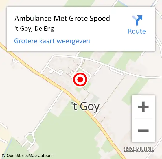 Locatie op kaart van de 112 melding: Ambulance Met Grote Spoed Naar 't Goy, De Eng op 5 november 2016 14:25