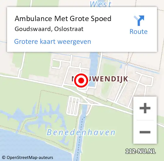 Locatie op kaart van de 112 melding: Ambulance Met Grote Spoed Naar Goudswaard, Oslostraat op 5 november 2016 15:59