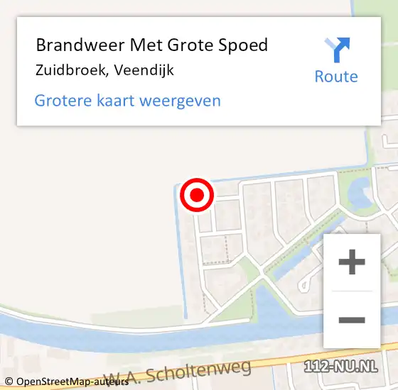 Locatie op kaart van de 112 melding: Brandweer Met Grote Spoed Naar Zuidbroek, Veendijk op 1 januari 2014 00:18